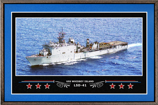 USS WHIDBEY ISLAND LSD 41 BOX FRAMED CANVAS ART BLUE