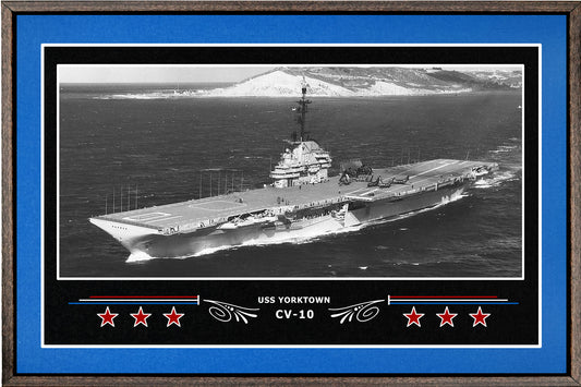 USS YORKTOWN CV 10 BOX FRAMED CANVAS ART BLUE