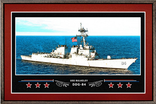 USS BULKELEY DDG 84 BOX FRAMED CANVAS ART BURGUNDY