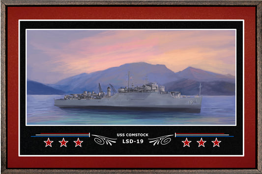 USS COMSTOCK LSD 19 BOX FRAMED CANVAS ART BURGUNDY
