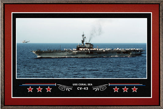 USS CORAL SEA CV 43 BOX FRAMED CANVAS ART BURGUNDY