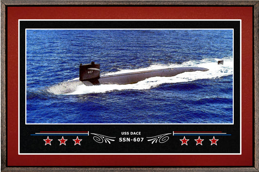 USS DACE SSN 607 BOX FRAMED CANVAS ART BURGUNDY