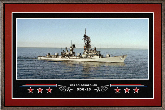 USS GOLDSBOROUGH DDG 20 BOX FRAMED CANVAS ART BURGUNDY