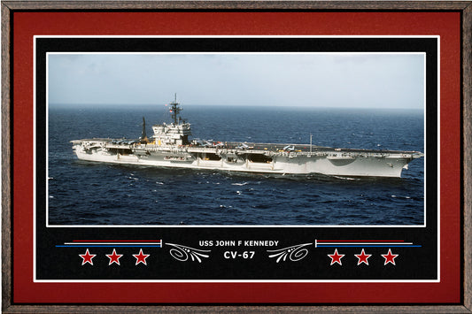 USS JOHN F KENNEDY CV 67 BOX FRAMED CANVAS ART BURGUNDY