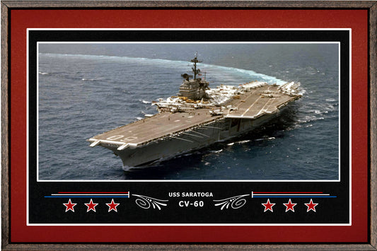USS SARATOGA CV 60 BOX FRAMED CANVAS ART BURGUNDY