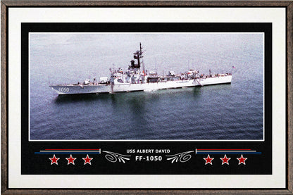 USS ALBERT DAVID FF 1050 BOX FRAMED CANVAS ART WHITE
