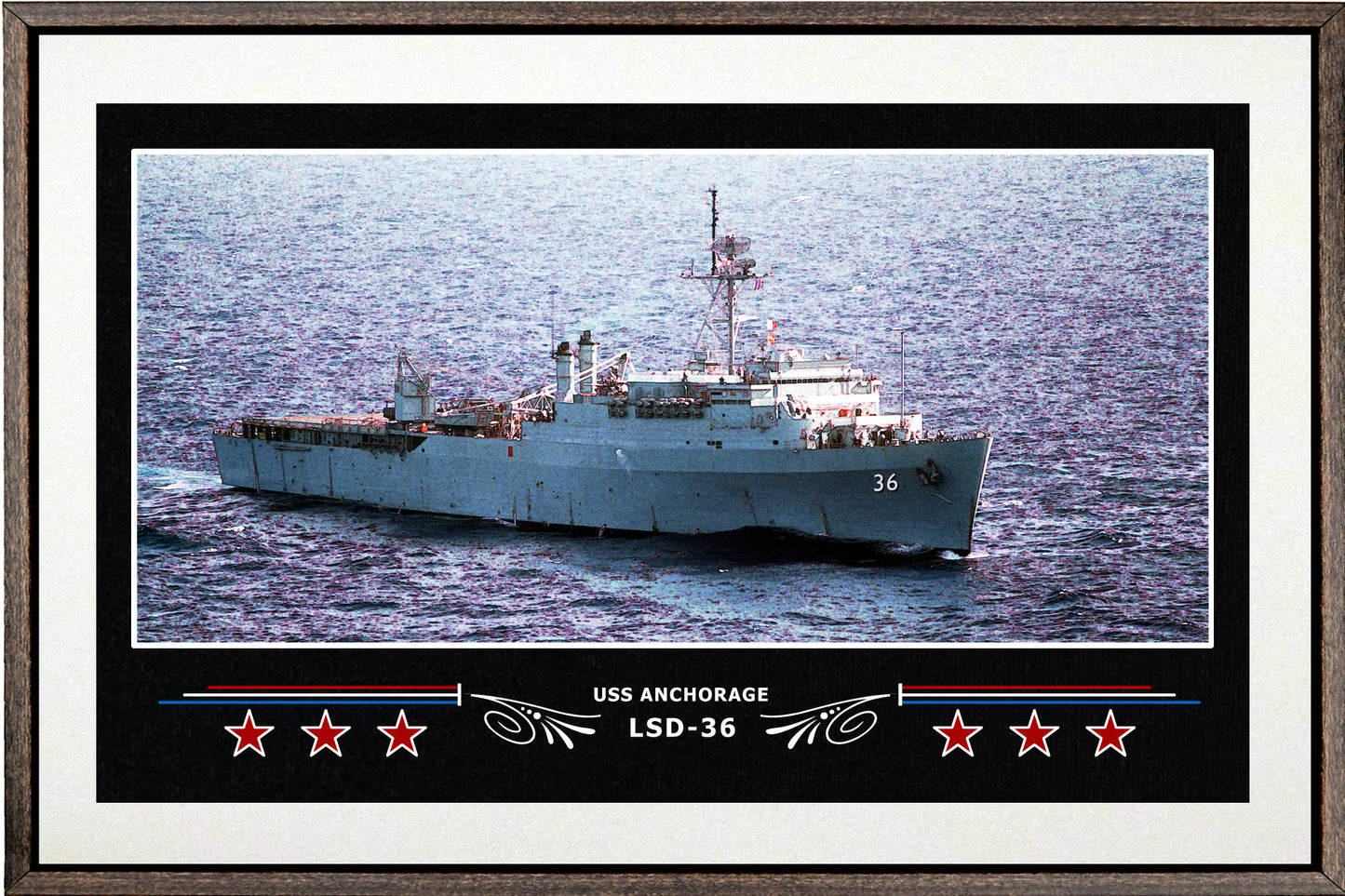 USS ANCHORAGE LSD 36 BOX FRAMED CANVAS ART WHITE