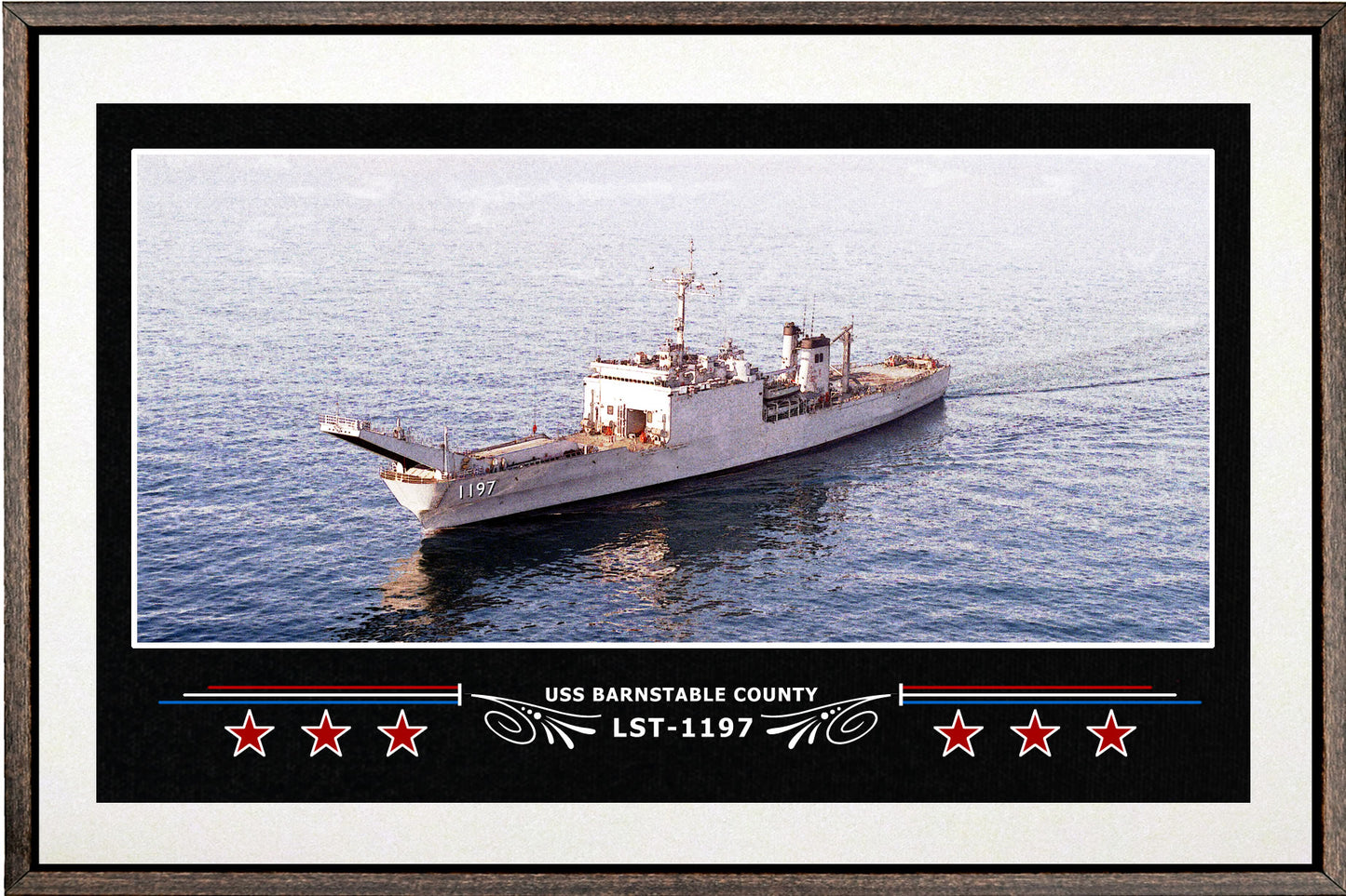 USS BARNSTABLE COUNTY LST 1197 BOX FRAMED CANVAS ART WHITE
