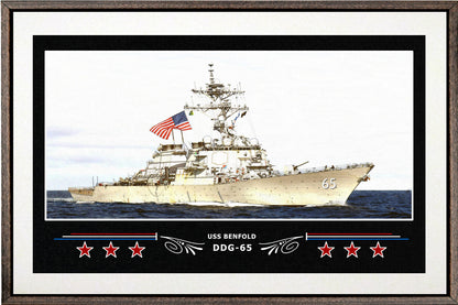 USS BENFOLD DDG 65 BOX FRAMED CANVAS ART WHITE