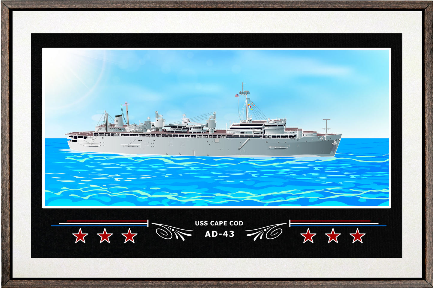 USS CAPE COD AD 43 BOX FRAMED CANVAS ART WHITE