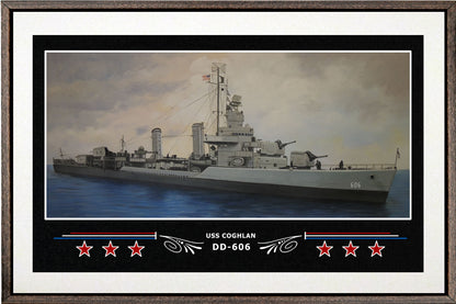 USS COGHLAN DD 606 BOX FRAMED CANVAS ART WHITE