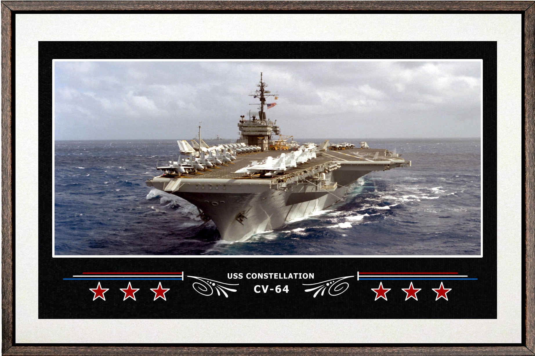 USS CONSTELLATION CV 64 BOX FRAMED CANVAS ART WHITE