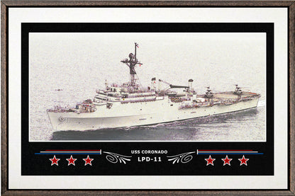 USS CORONADO LPD 11 BOX FRAMED CANVAS ART WHITE