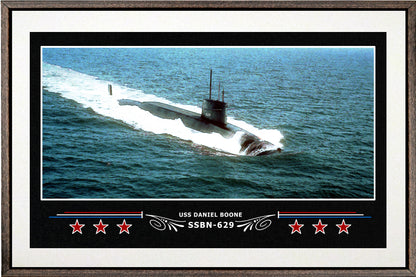 USS DANIEL BOONE SSBN 629 BOX FRAMED CANVAS ART WHITE