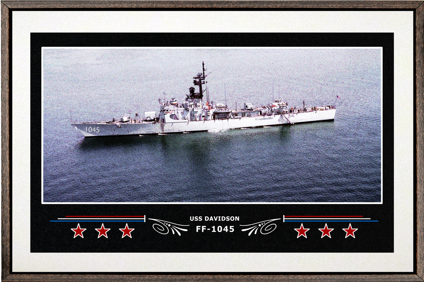USS DAVIDSON FF 1045 BOX FRAMED CANVAS ART WHITE