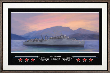 USS DONNER LSD 20 BOX FRAMED CANVAS ART WHITE