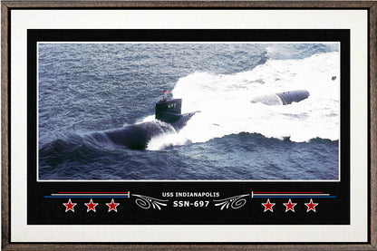 USS INDIANAPOLIS SSN 697 BOX FRAMED CANVAS ART WHITE