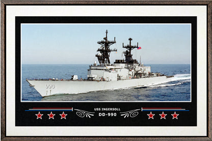 USS INGERSOLL DD 990 BOX FRAMED CANVAS ART WHITE