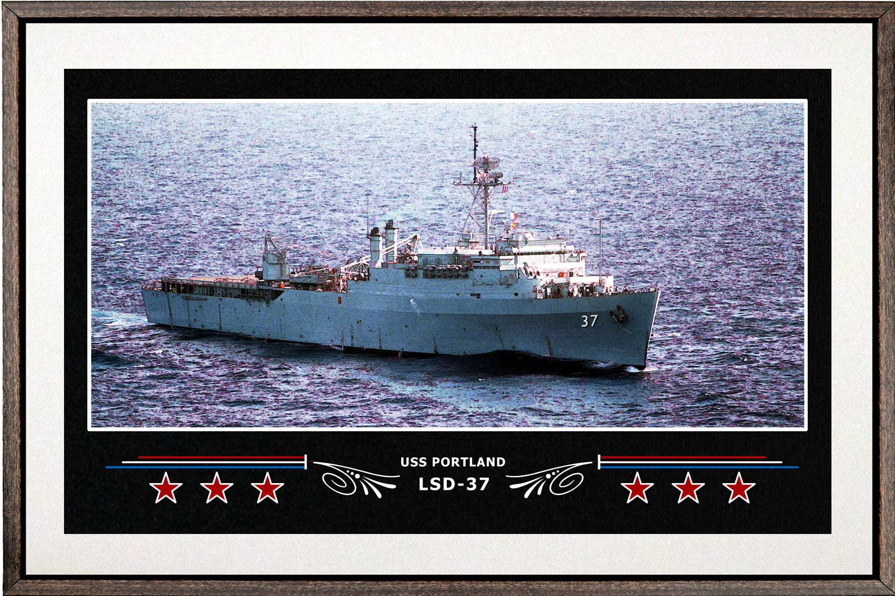 USS PORTLAND LSD 37 BOX FRAMED CANVAS ART WHITE