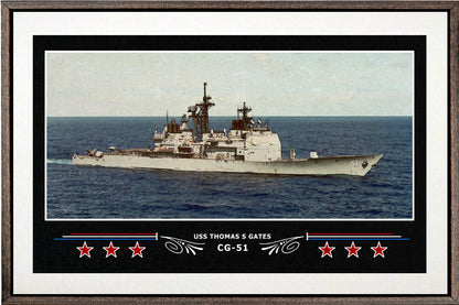 USS THOMAS S GATES CG 51 BOX FRAMED CANVAS ART WHITE