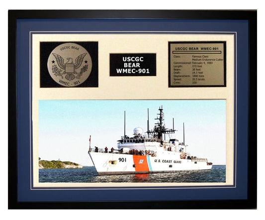 USCGC Bear WMEC-901 Framed Coast Guard Ship Display Blue