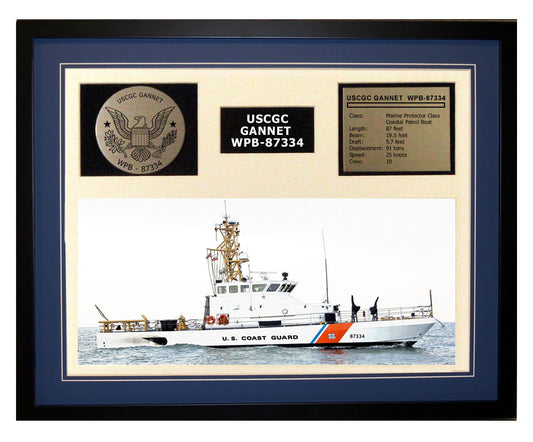 USCGC Gannet WPB-87334 Framed Coast Guard Ship Display Blue