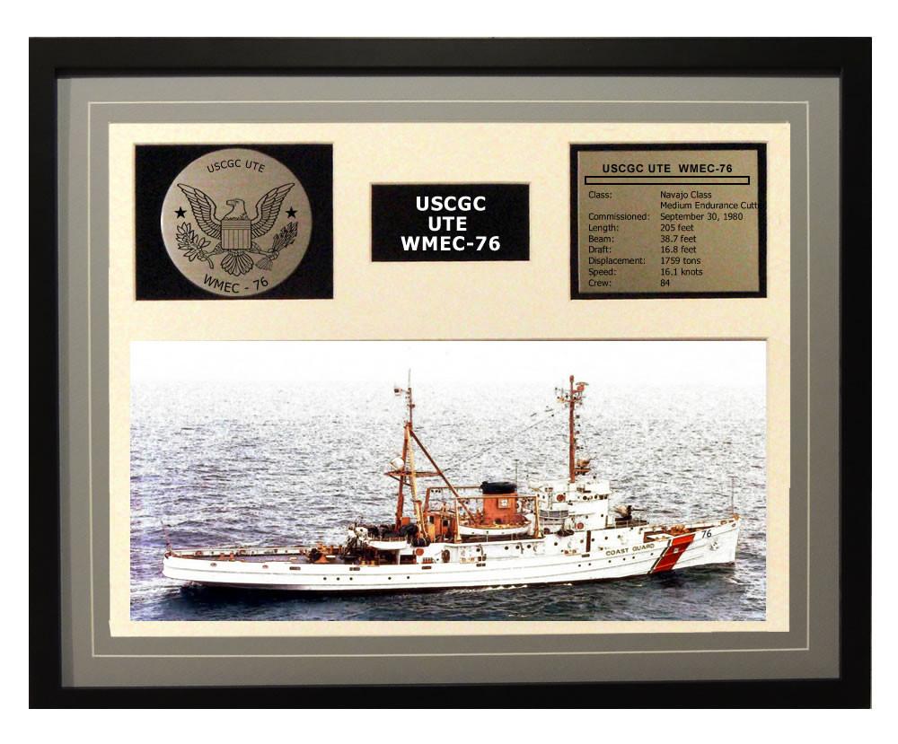 USCGC Ute WMEC-76 Framed Coast Guard Ship Display