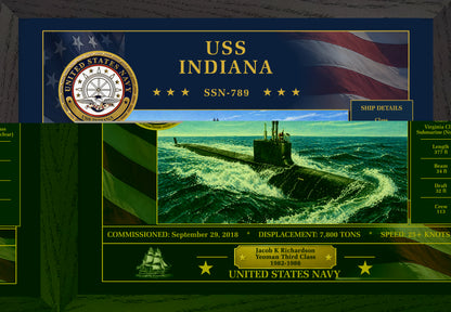 USS Indiana SSN-789 Framed Patriotic Art