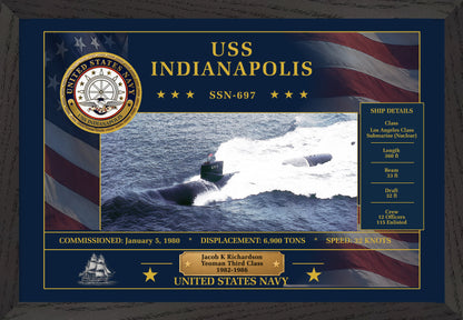 USS Indianapolis SSN-697 Framed Patriotic Art