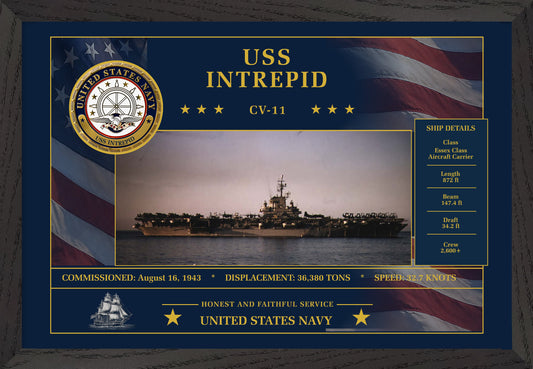 USS Intrepid CV-11 Framed Patriotic Art