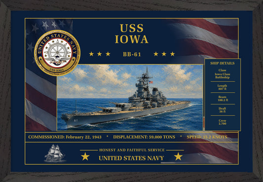 USS Iowa BB-61 Framed Patriotic Art