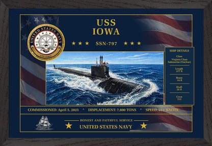 USS Iowa SSN-797 Framed Patriotic Art