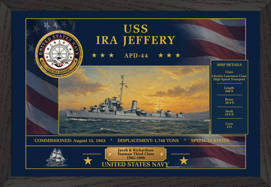 USS Ira Jeffery APD-44 Framed Patriotic Art