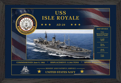 USS Isle Royale AD-29 Framed Patriotic Art
