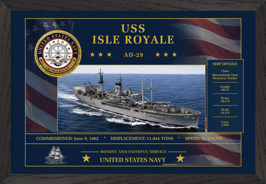 USS Isle Royale AD-29 Framed Patriotic Art