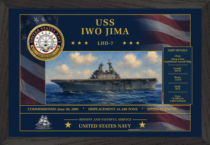 USS Iwo Jima LHD-7 Framed Patriotic Art