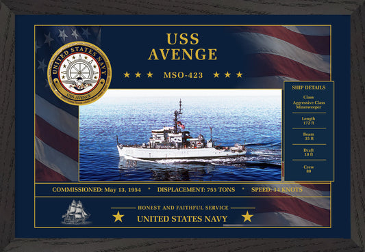 USS Avenge MSO-423 Framed Patriotic Art