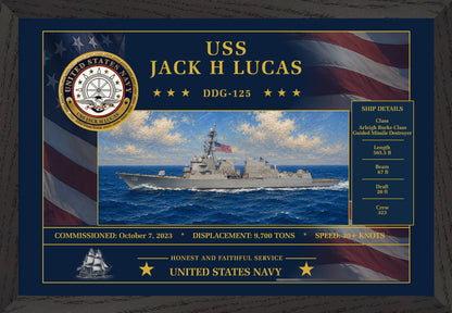 USS Jack H Lucas DDG-124 Framed Patriotic Art