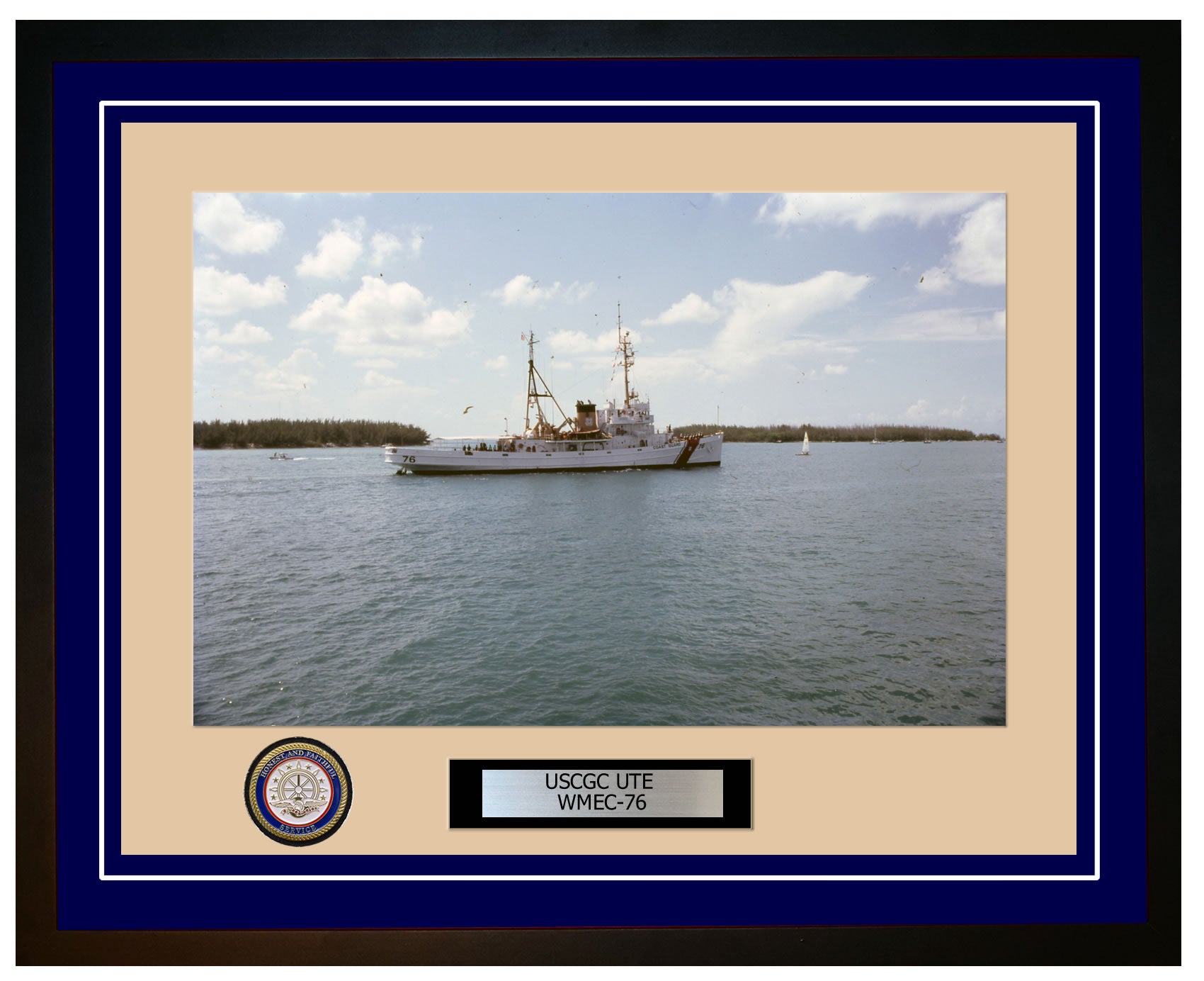 USCGC UTE WMEC 76 Framed Coast Guard Ship Photo Blue 103WMEC76