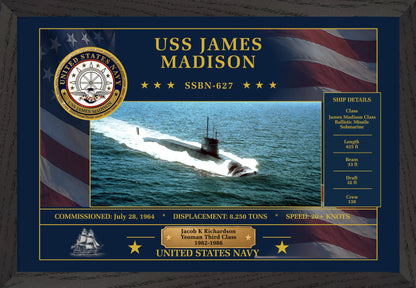 USS James Madison SSBN-627 Framed Patriotic Art