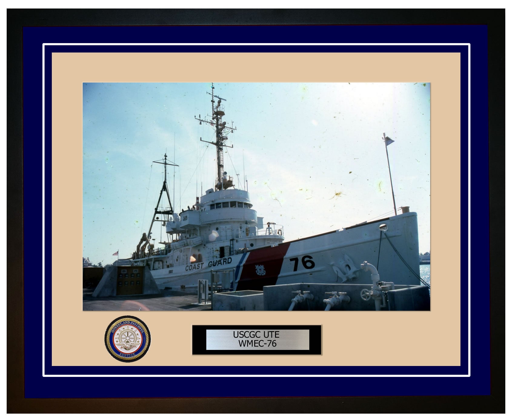USCGC UTE WMEC 76 Framed Coast Guard Ship Photo Blue 104WMEC76