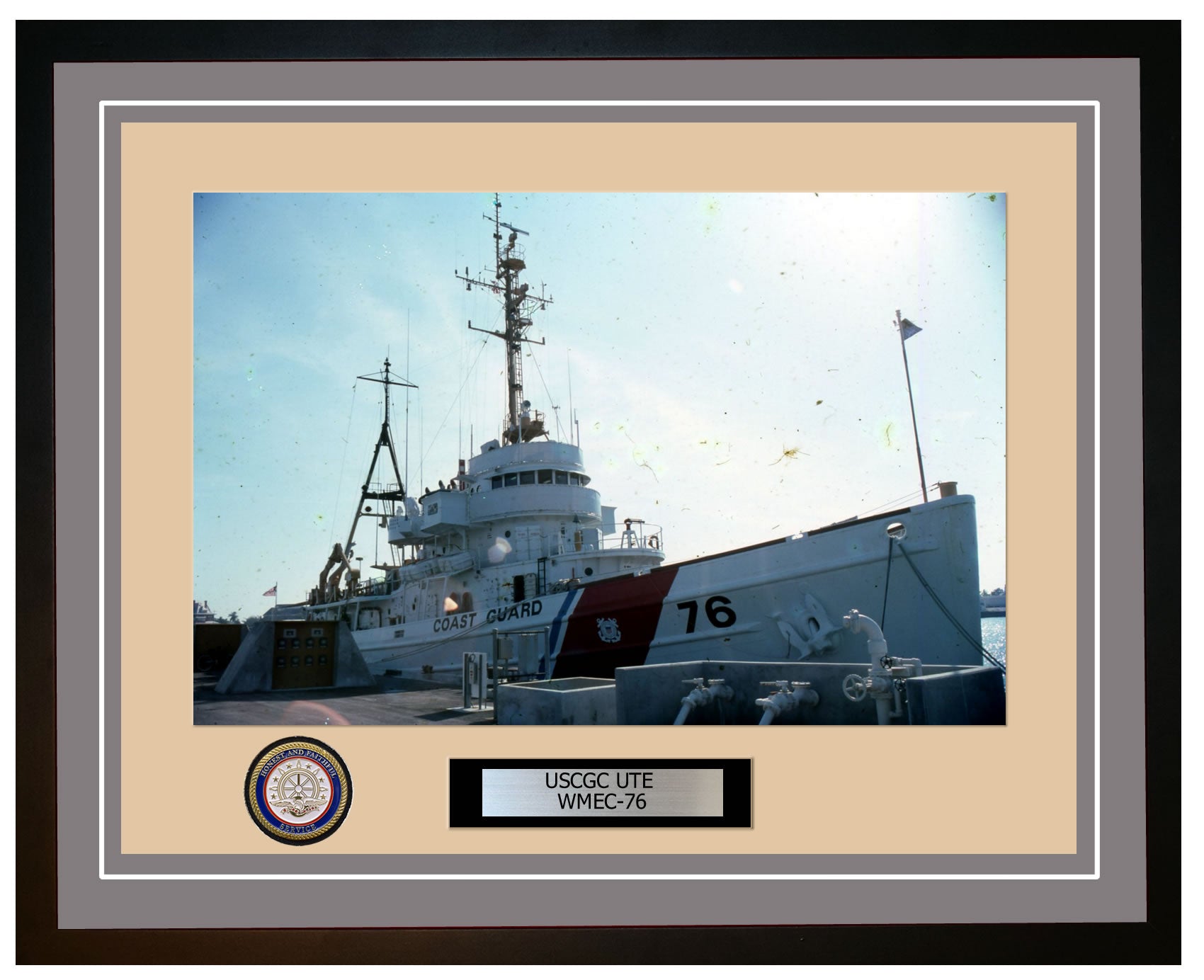 USCGC UTE WMEC 76 Framed Coast Guard Ship Photo Grey 104WMEC76