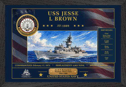 USS Jesse L Brown FF-1089 Framed Patriotic Art