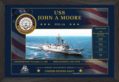 USS John A Moore FFG-19 Framed Patriotic Art