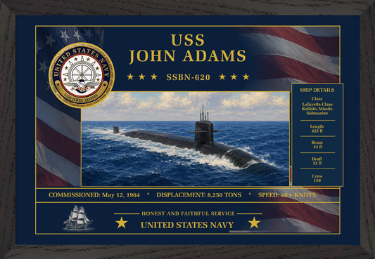 USS John Adams SSBN-620 Framed Patriotic Art