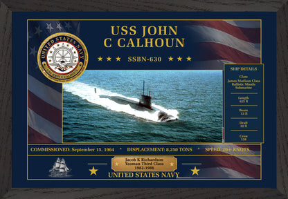 USS John C Calhoun SSBN-630 Framed Patriotic Art