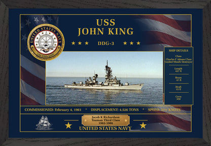 USS John King DDG-3 Framed Patriotic Art
