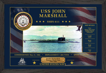 USS John Marshall SSBN-611 Framed Patriotic Art