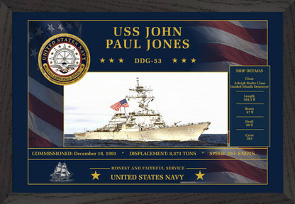 USS John Paul Jones DDG-53 Framed Patriotic Art