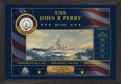 USS John R Perry DE-1034 Framed Patriotic Art